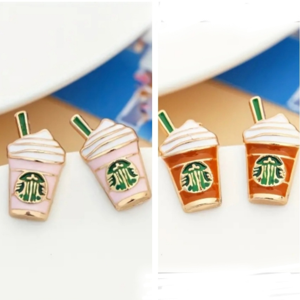 STARBUCKS FRAPACHINO STUD EARRINGS (PINK OR PUMPKIN SPICE) 1 Pair
